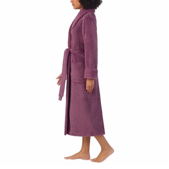 New! CAROLE HOCHMAN Plush Robe Purple (Berry) Sz Small 6-8 Pockets Soft NWT - Picture 4 of 13
